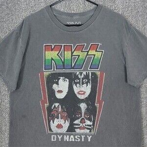 KISS Dynasty Band T-Shirt Mens M Gray Short Sleeve Graphic Tee The Vinyl Icons